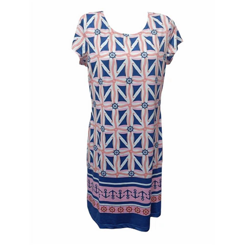 NEW TANGO MANGO women's scoop neck shift dress in ship print